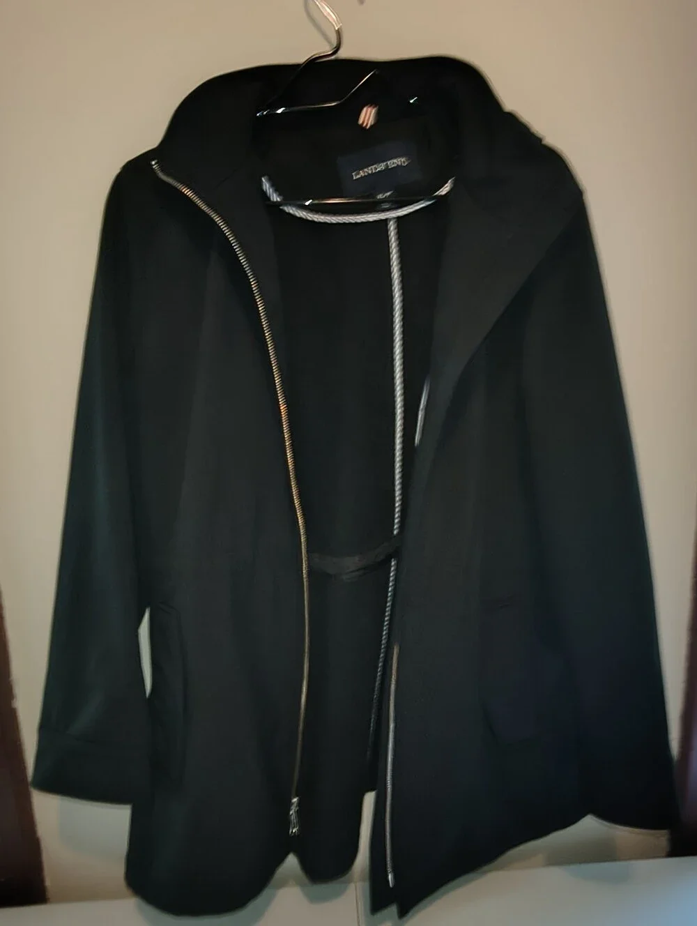 Lands' End Black Lightweight Hooded Zip Jacket